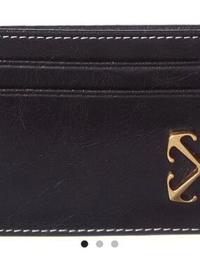 Off-White Black Card Holder with Gold Anchor Accent